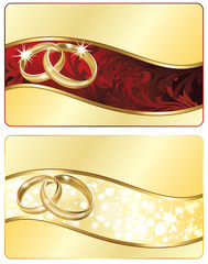 Two Wedding banner with golden rings. vector illustration
