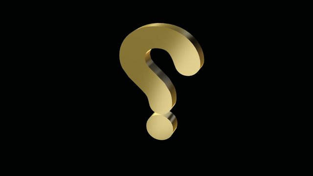animation of  3d golden question mark