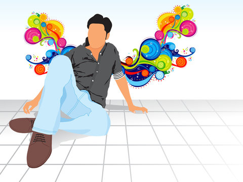 abstract fashion silhouette with magical wave