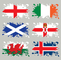 Splash flags set Northern Europe