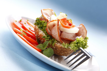 Tasty sandwich with ham