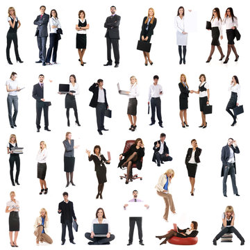 A collage of images with a lot of young business people