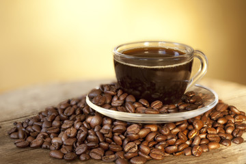 Coffee cup with coffee beans