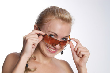 beautiful woman with glasses