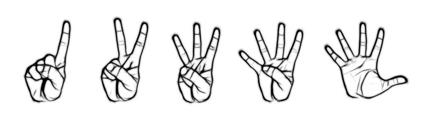 Counting hand signs from one to five