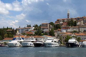 Croatia  Vrsar  Boats and town on port