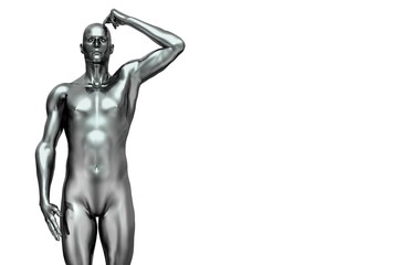 silver man  scratching head