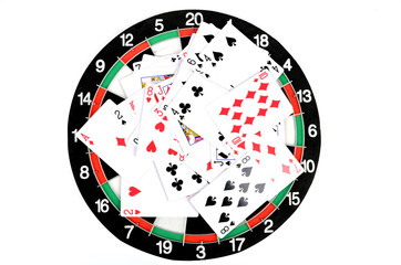 Obraz na płótnie Canvas Poker on dartboard