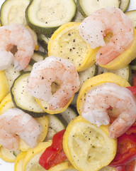 Fresh Steamed Vegetables and Shrimp
