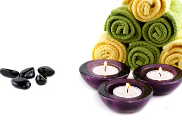 Candles with towels background