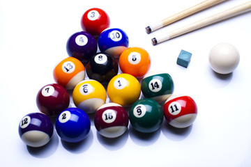 Billiard balls isolate on white