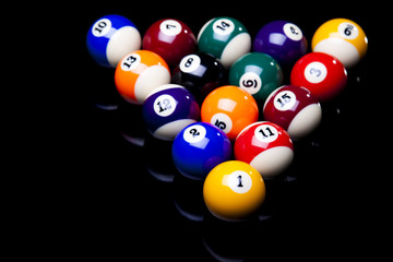 Billiard balls isolated on black