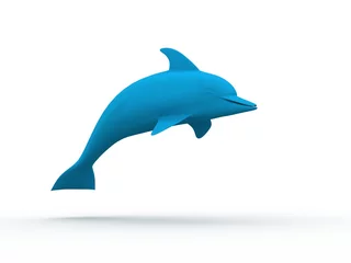 Fototapete Rund Süßer blauer Delfin © VectorShots