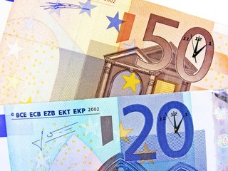 Time is money concept with euro currency