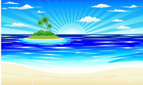 Spiaggia e Isola Tropicale-Exotic Beach and Island-Vector