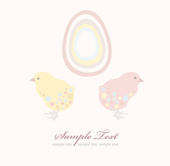Cute easter chicken and egg background card