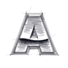 3d metal letters sketch - A. Eps10