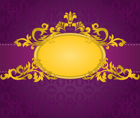 gold frame on purple background