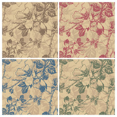 seamless retro floral pattern, vector