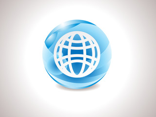 abstract glossy blue globe icon