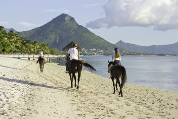 promenade sur la plage à cheval