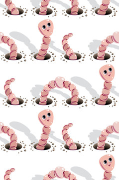 Worms doing holes seamless pattern.