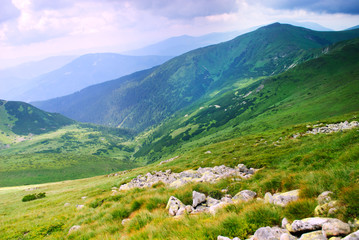 Fototapeta na wymiar Mountains landscape with rock