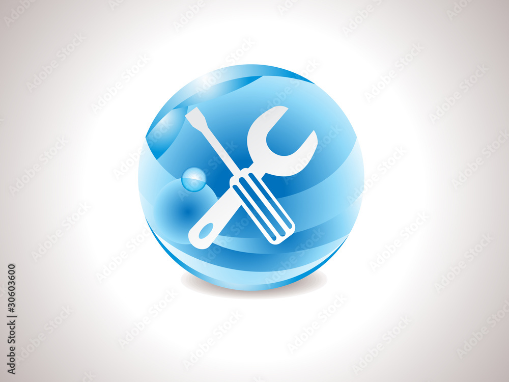 Wall mural abstract glossy blue tools icon