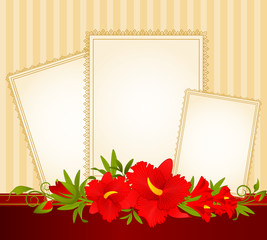 Obraz premium Beautiful background with lace ornaments and flowers