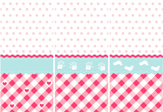 Seamless Baby Girl Pattern, Pink Wallpaper Set