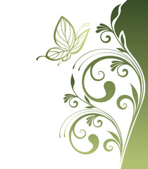 Spring floral background with butterfly