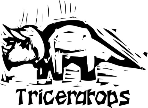Woodcut Triceratops Dinosaur
