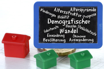 Demografischer Wandel Schrift auf Tafel