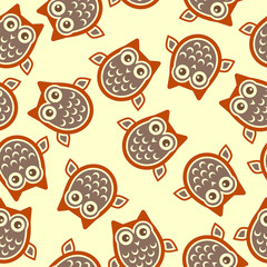 Owl square background over pale yellow color