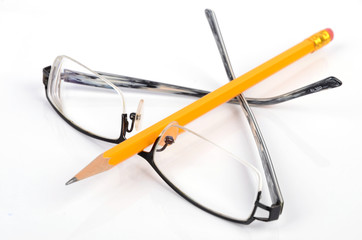 Pencil and glasses