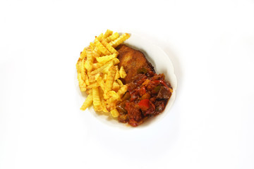 Zigeunerschnitzel mit Pommes / Schnitzel with French fries