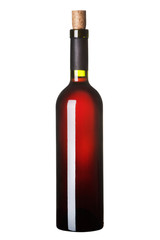 A bottle of red wine, isolated on white.