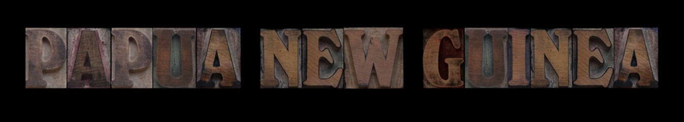 Papua New Guinea in old wood type