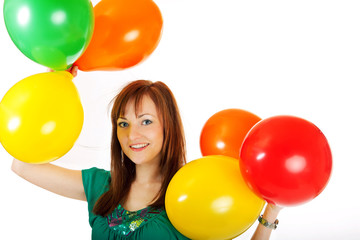 Fototapeta na wymiar Junge Frau mit Luftballons 454