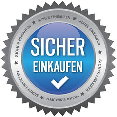 Button - Sicher Einkaufen - blau