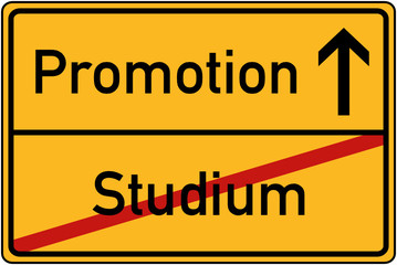 Fototapeta premium Ortstafel Studium und Promotion