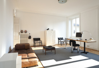 Fototapeta na wymiar ładne mieszkanie przebudowany, pokój typu studio z meble w stylu retro