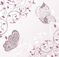 Floral card with shoes and butterfly