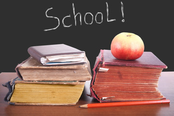 The books and blackboard