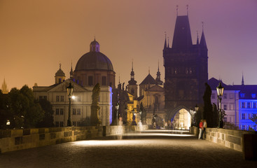 Prague - Charles birdge in the evening
