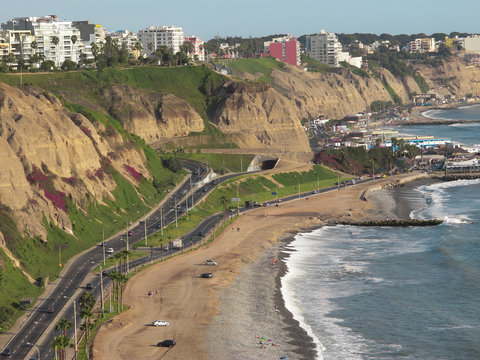 Shot of the Green Coast beach in Lima-Peru