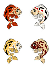 hand-drawn fishes in different colors