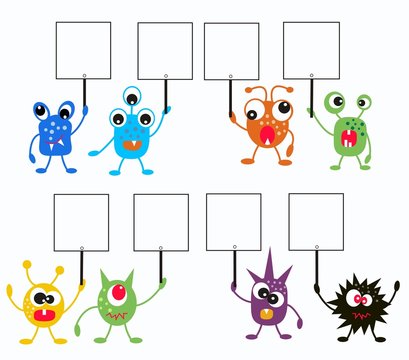 monsters with placards