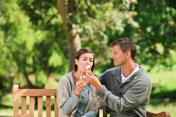 Couple eating an ice cream