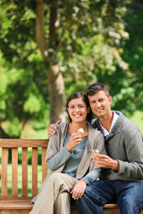 Couple eating an ice cream